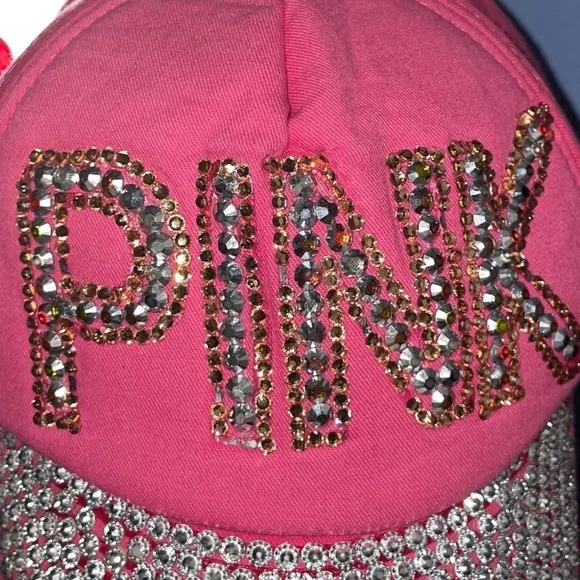 Vintage Victoria’s Secret PINK embellished studs bling Baseball Cap fashion Hat - Picture 3 of 9